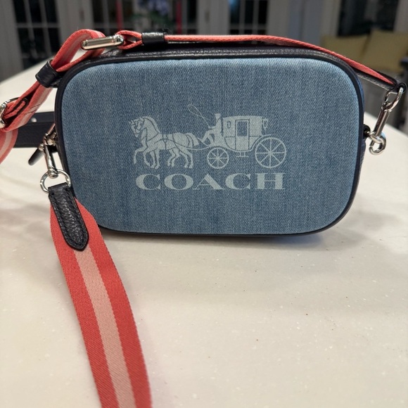 Coach Jes Denim & pebbled Leather Convertible Crossbody Belt Bag NWOT - Picture 11 of 15